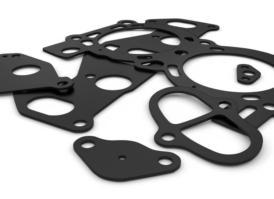polyurethane-gaskets Flat black precision-cut polyurethane gaskets for machinery